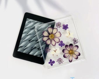 Gepresste große lila Blume E-book Hülle für Kobo Libra 2 (2021),Kobo Clara Color 2024,Libra Color 7'',Tolino shine 5th,Tolino Vision Color