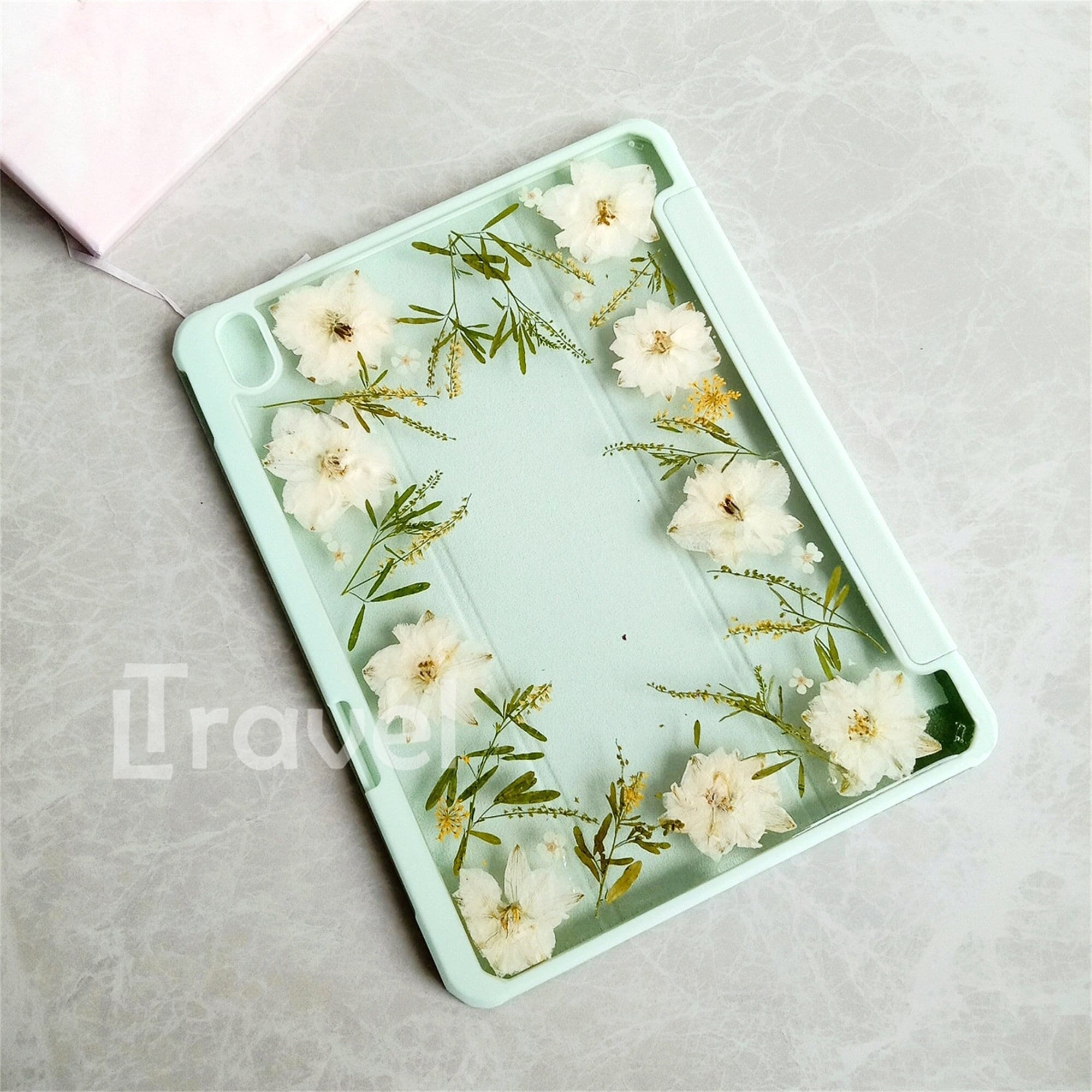 Dried White Flower Green Leaf Case for Samsung Tab S11 S10 S9 S8 Ultra ...