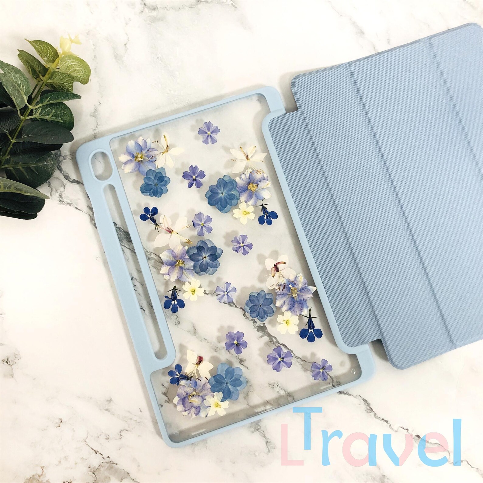 Pressed Blue Purple Flower Case for Samsung Tab S11 S10 S9 S8 Ultra ...