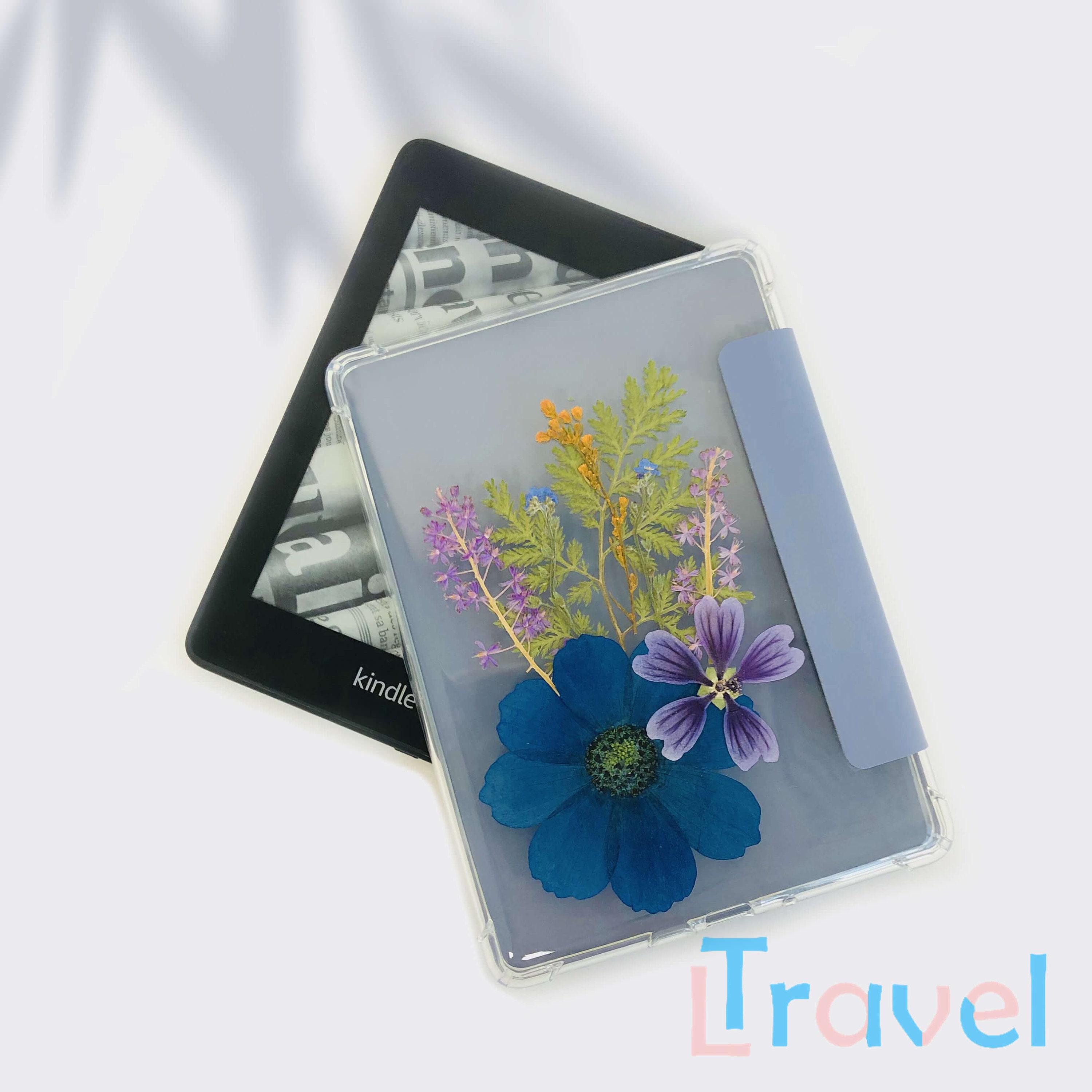 Real Dried Wild Grass Blue Flower Case for Kindle Colorsoft 7'',kindle ...