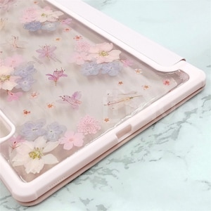 Real Pressed Pink Flower Glitter Case for Samsung Tab S11 S10 S9 S8 ...