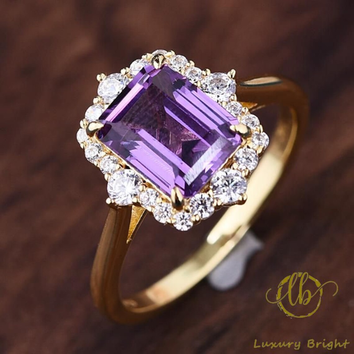 3.0 Ct Halo Emerald Cut Alexandrite Engagement Ring 14k Etsy