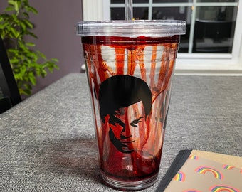 Dexter Blood Splatter Tumbler with Straw | Dexter 16oz Tumbler | BPA Free Tumbler