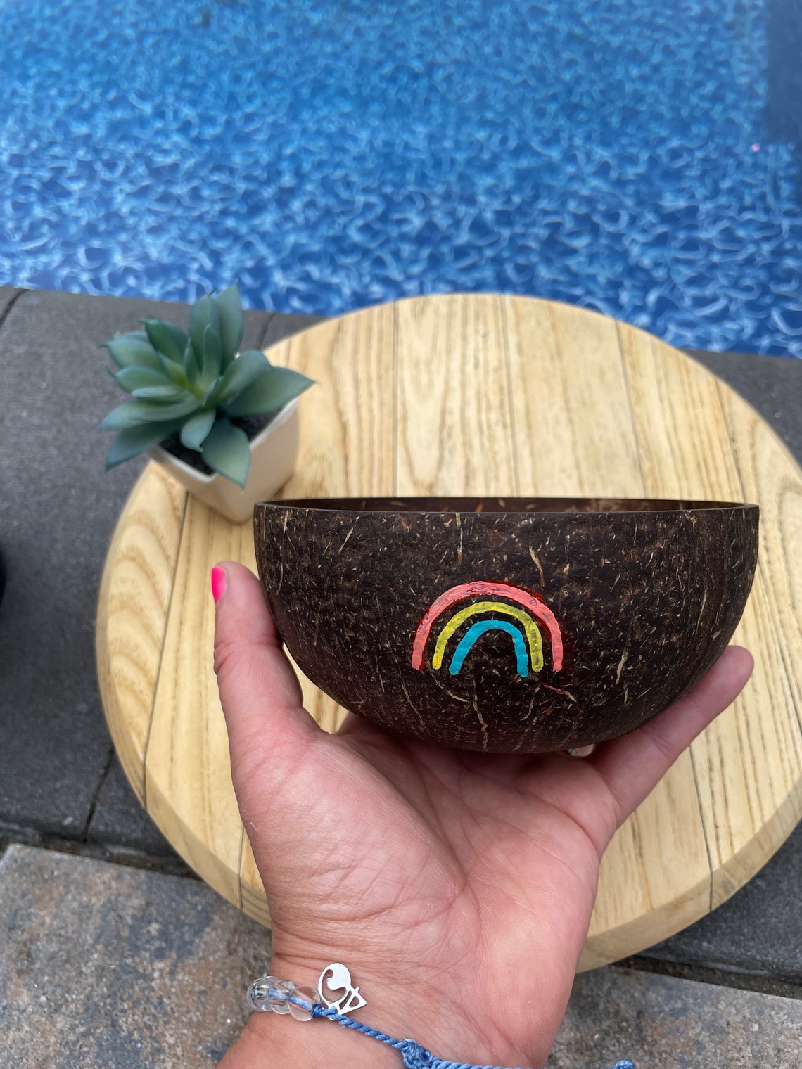 Rainbow Coconut Bowl Hand Painted Coconut Bowls Natural and Eco