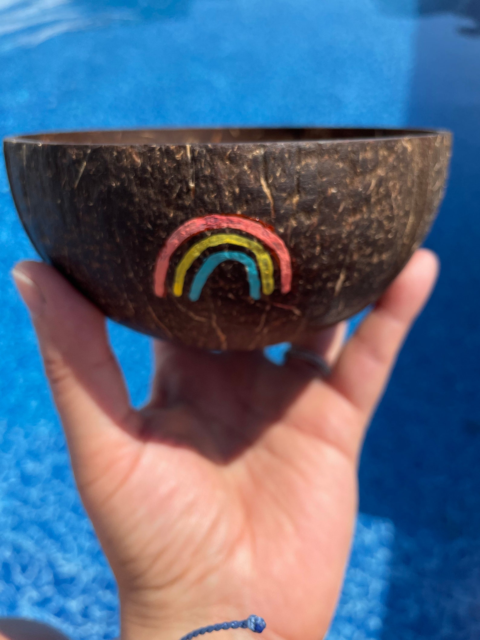 Rainbow Coconut Bowl Hand Painted Coconut Bowls Natural and Eco