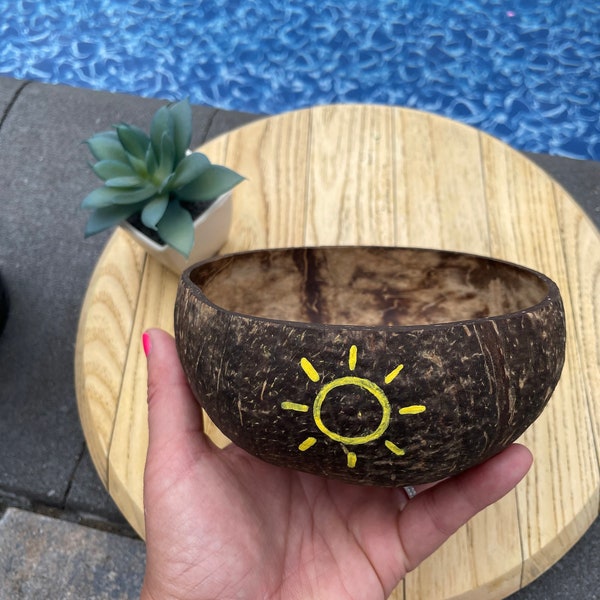 Sunshine Hand Painted Coconut Bowl | All Natural Coconut Bowl | Eco-Friendly