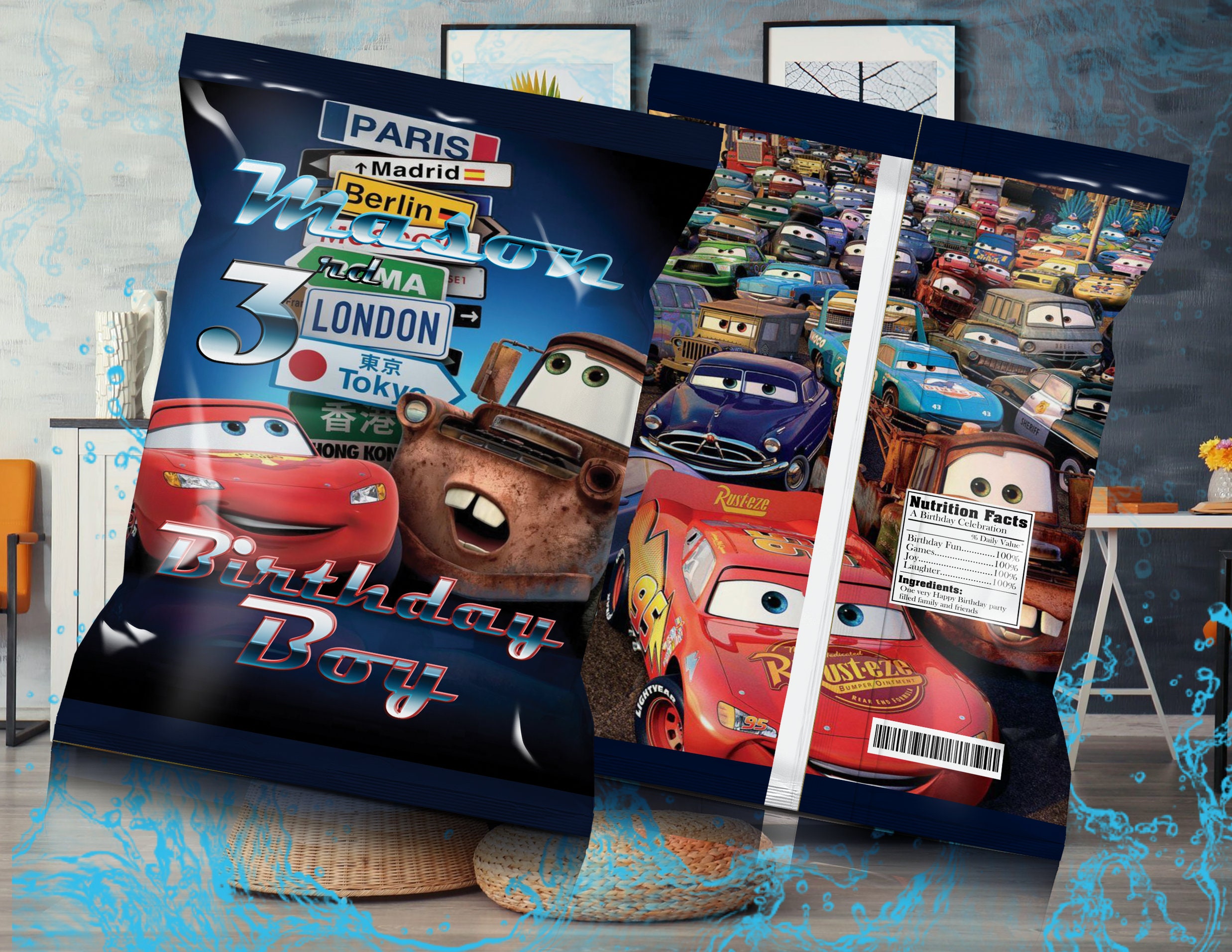 Cars Chip Bag / Cars Birthday / Cars Party / Cars Snack Bag / Etsy