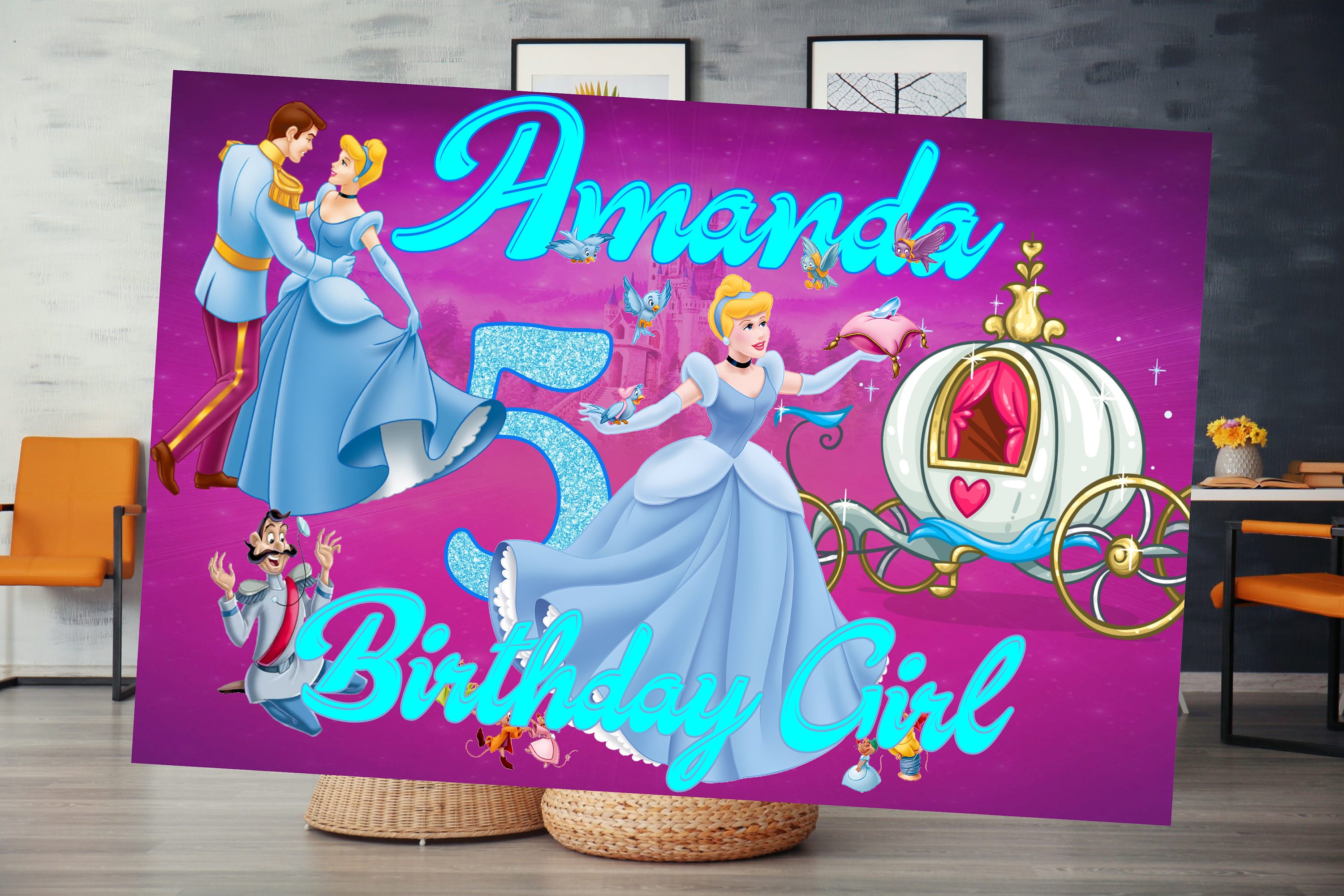Cinderella Backdrop / Cinderella Birthday / Cinderella Party / Etsy