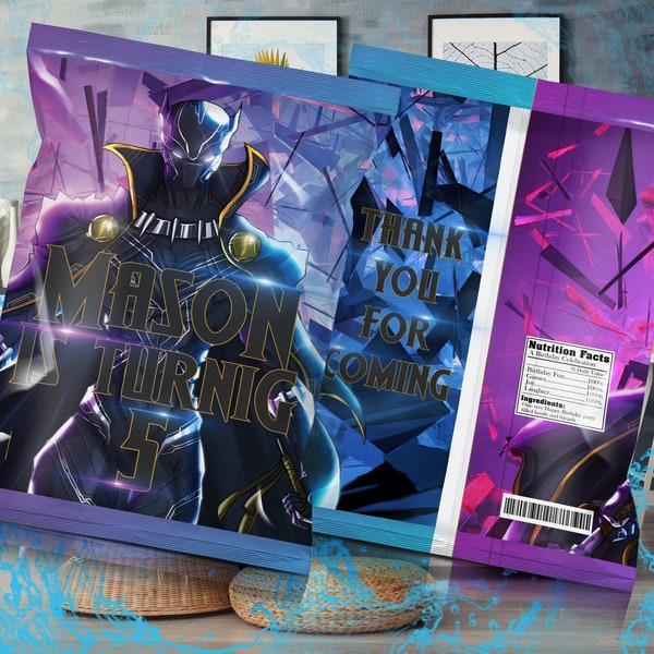 Black Panther Chip Bag / Black Panther Birthday / Black Panther Party / Black Panther Snack Bag / Digital Printable