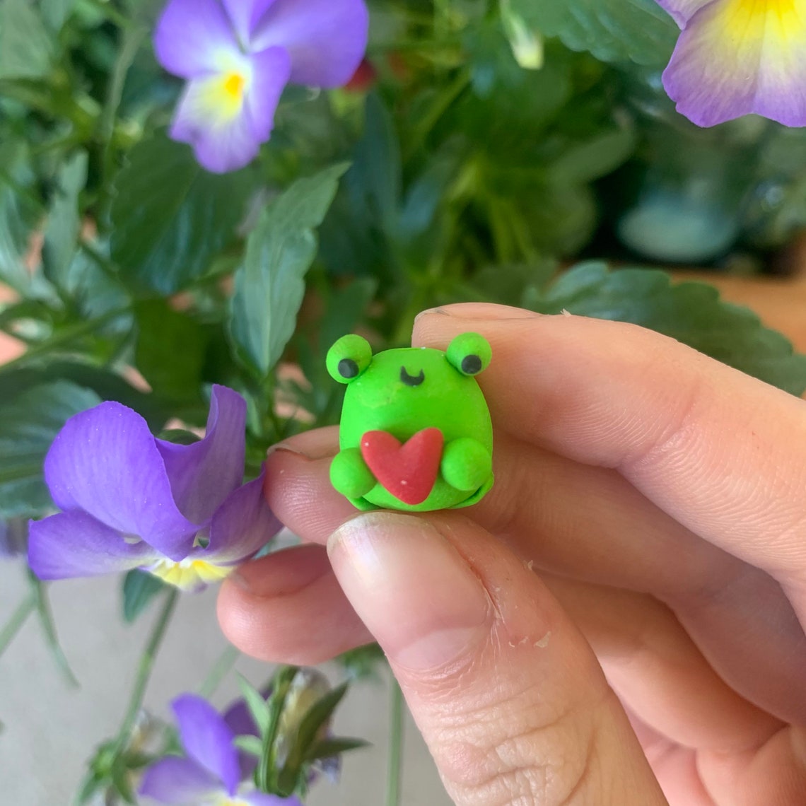 Polymer Clay Hand Made Frog Charm/keychain Etsy