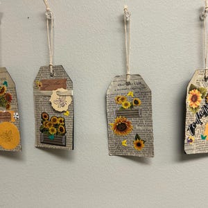 Flowers & Bees Mixed Media Ephemera Tags