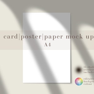 A4 Paper Mock up, maqueta de color de fondo editable, maqueta de impresión, maqueta de póster, maqueta minimalista, maqueta natural, maqueta de sombra