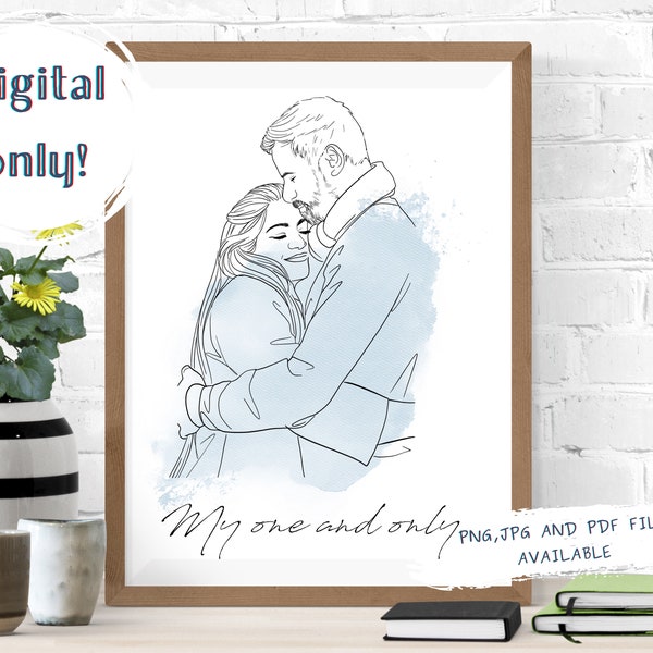 Line Drawing from Photo | Custom Line Art | Unique Anniversary Gift | Gift for Couple | Portrait from Photo