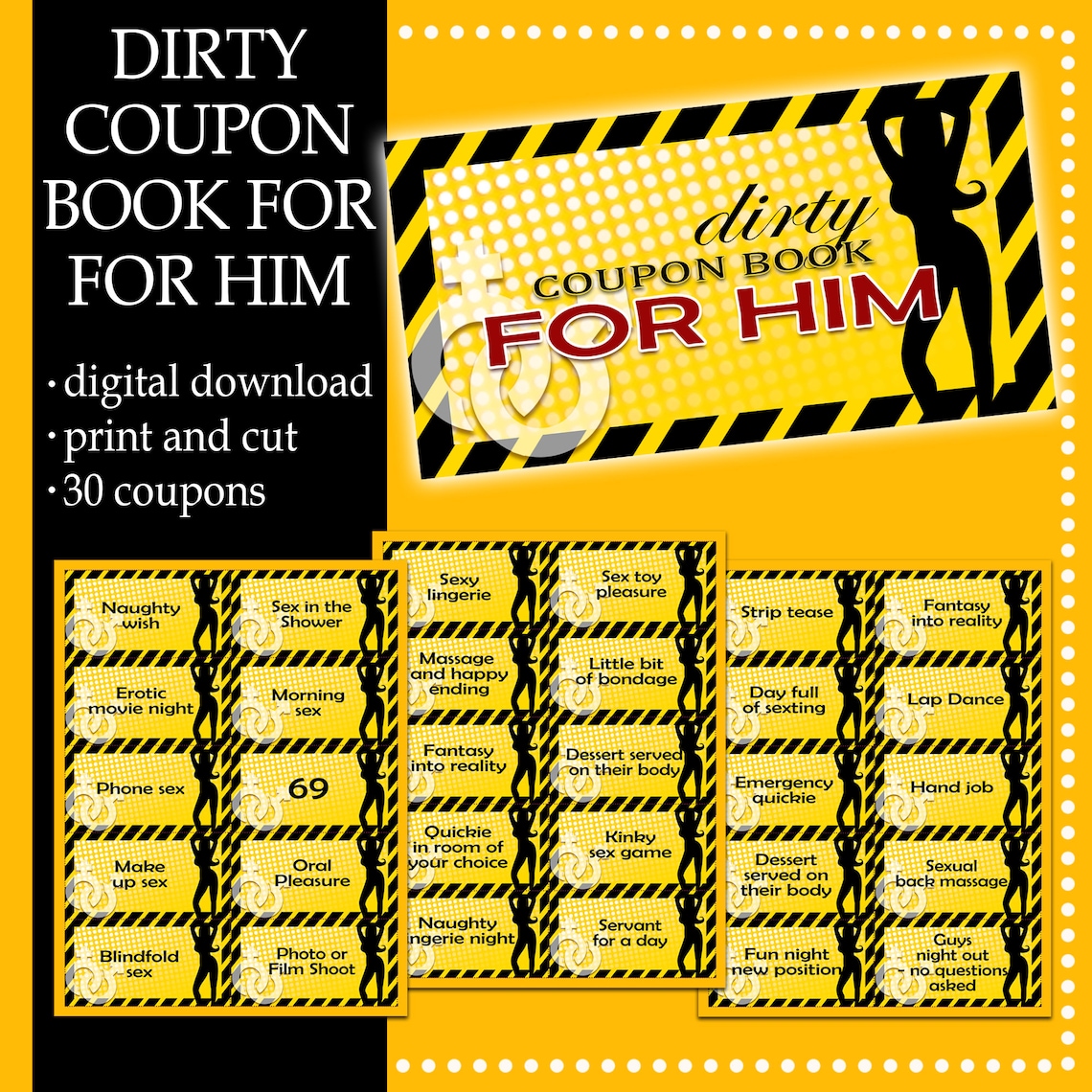 Dirty Coupon Book For Him Sex Coupon For Him Naughty Coupons Printable Date Night Cards