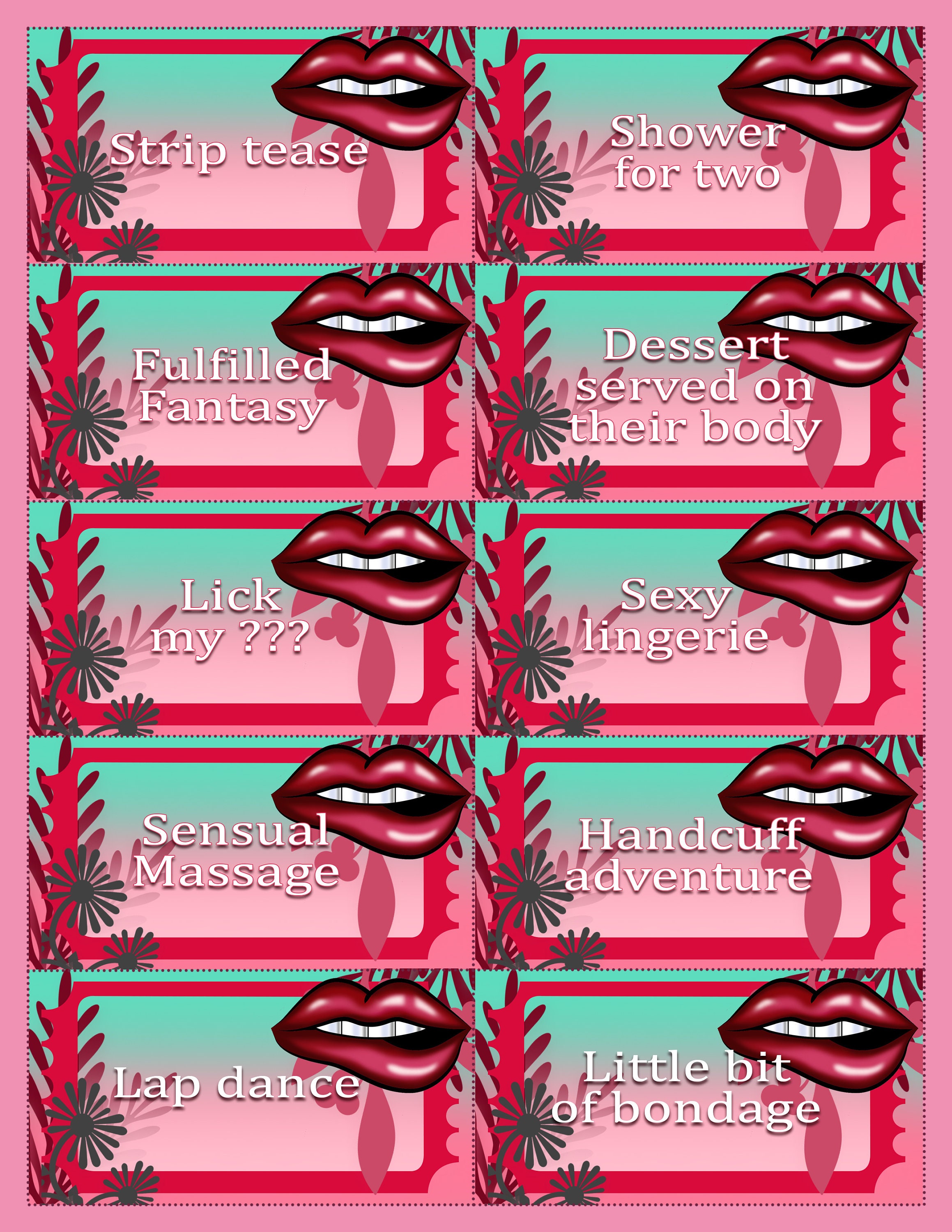 Dirty Coupon Book for Her, Naughty Coupons Printable, Date Night Cards, Printable Coupon, Sex ...