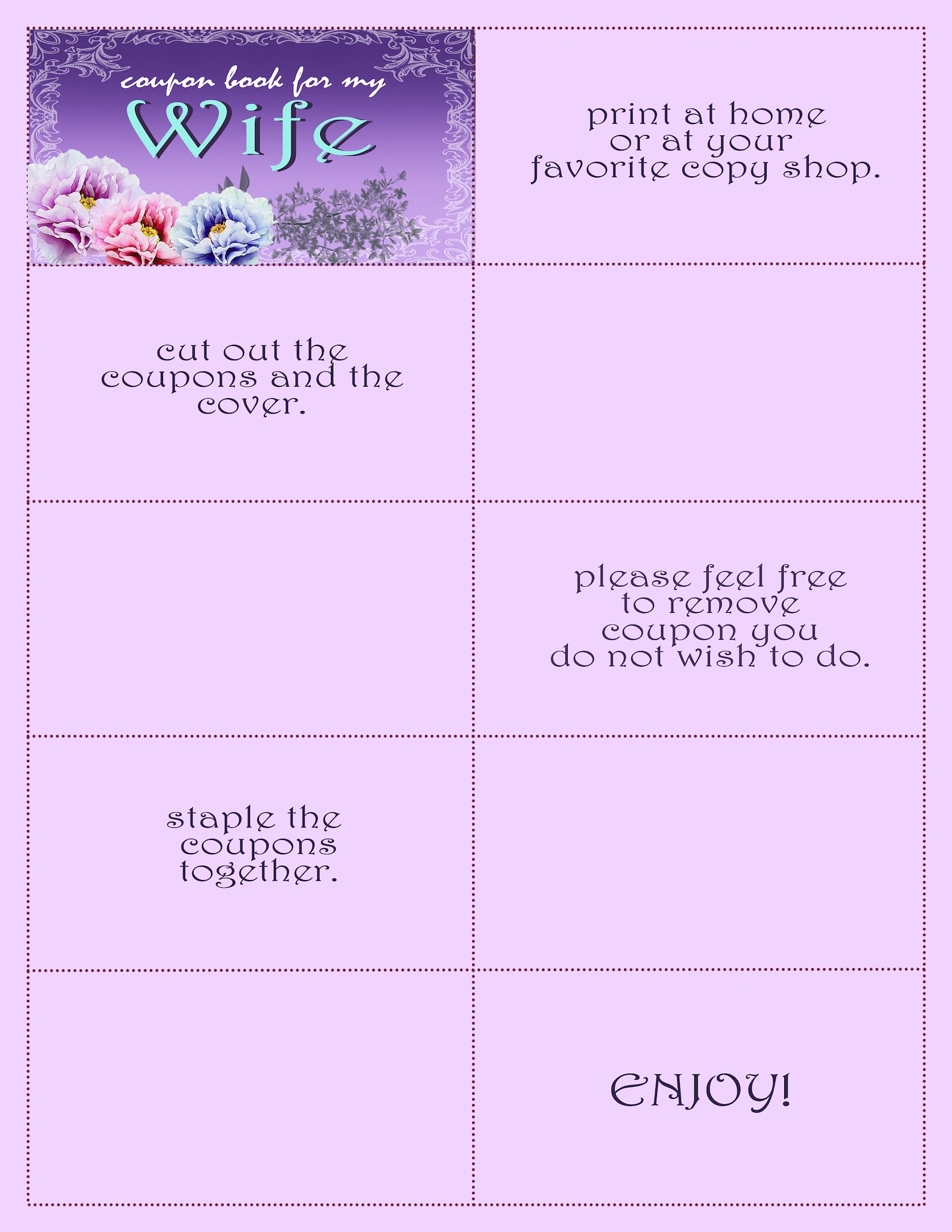 Coupon Book for Wife, Printable Coupon Book, Instant Download, Love