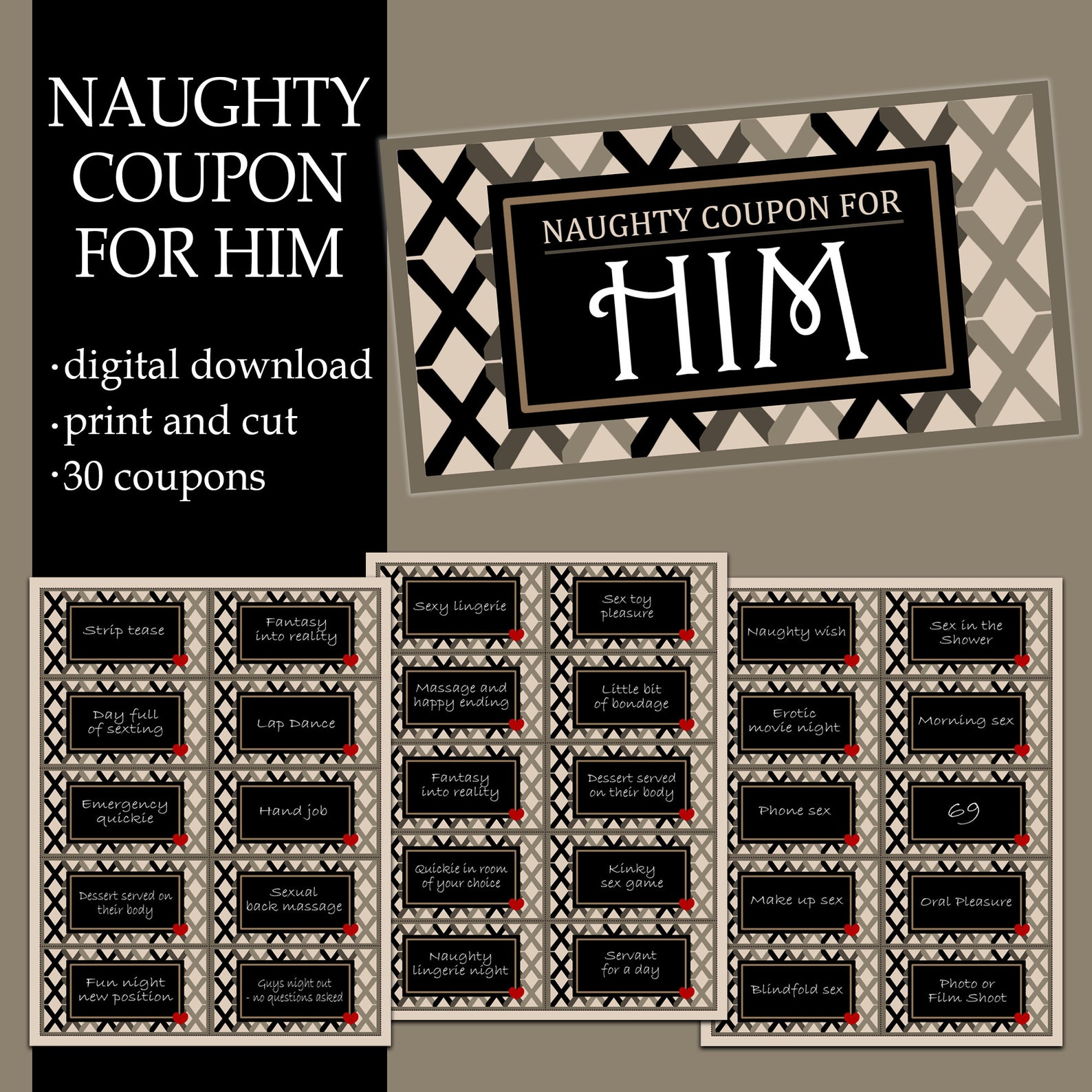 Naughty Coupon Book , Naughty Gift for Him, Dirty Coupon Book for Him