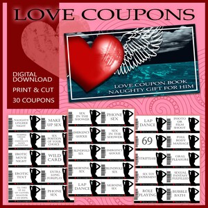 Naughty coupon book for him, Sex coupon, Sexy naughty coupon, Anniversary coupon, Dirty love coupons, Naughty sex coupon, Kinky coupon book