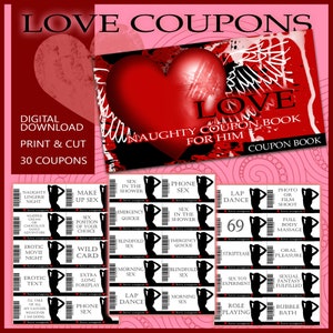 Naughty coupon book for him, Sex coupon, Sexy naughty coupon, Anniversary coupon, Dirty love coupons, Naughty sex coupon, Kinky coupon book