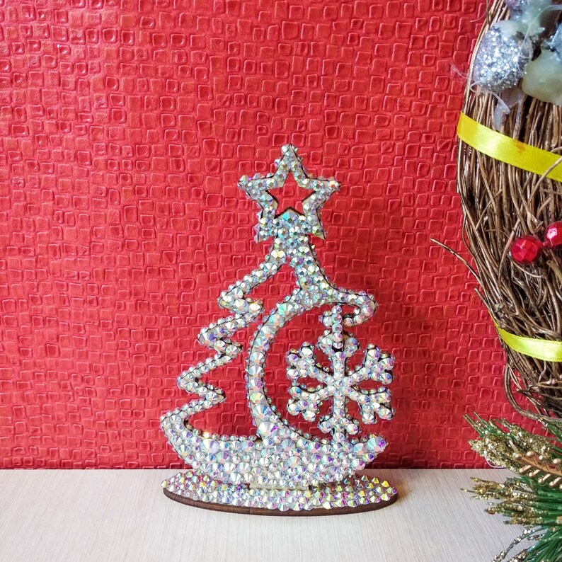 Rhinestone Christmas Tree Christmas Rhinestones Ornaments Etsy