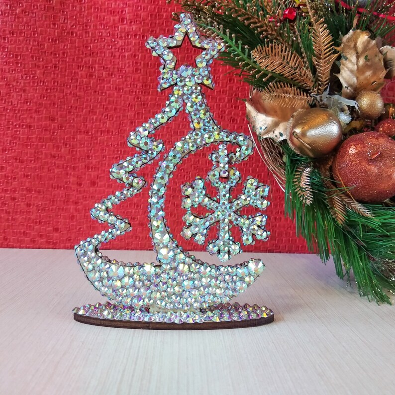 Rhinestone Christmas Tree Christmas Rhinestones Ornaments Etsy