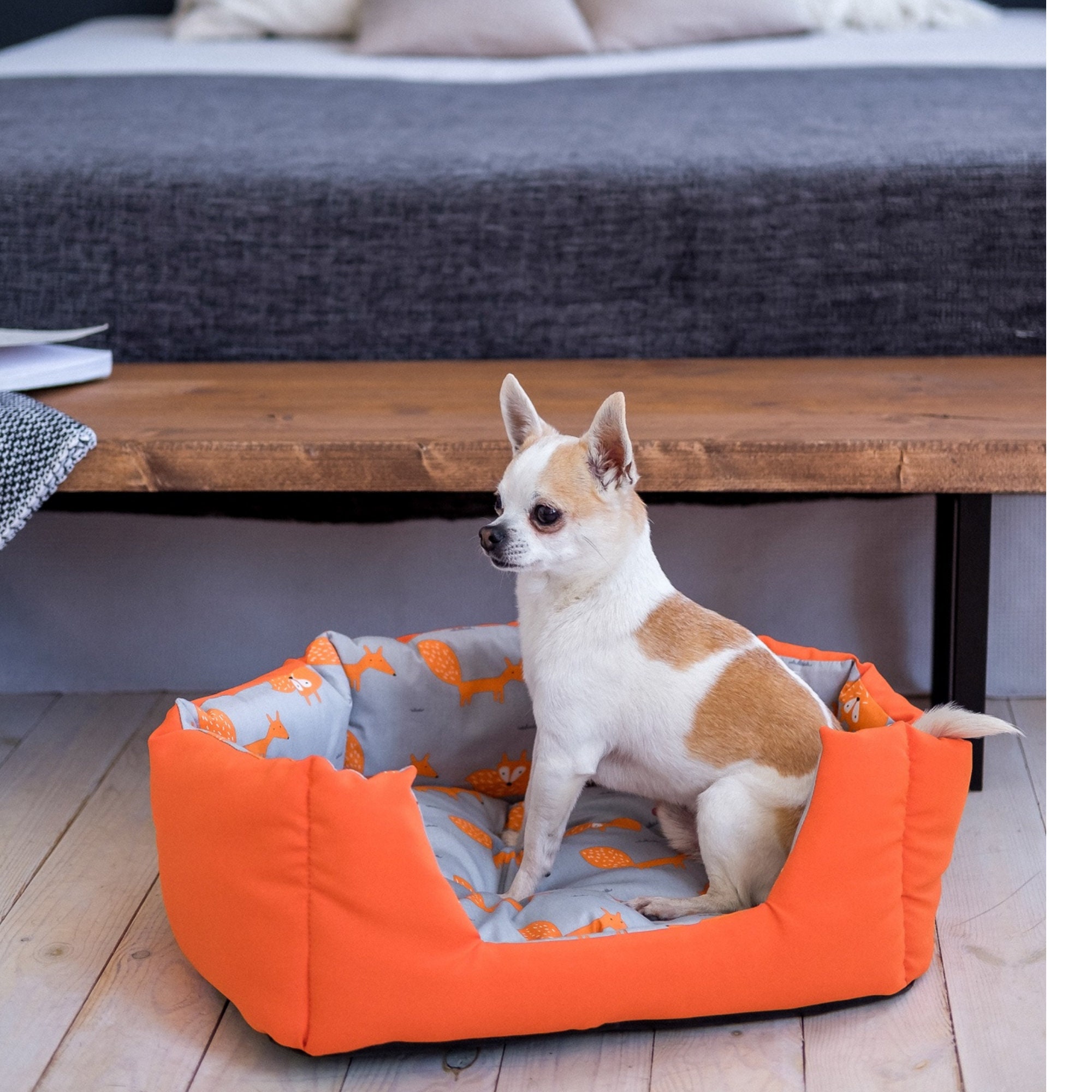 Orange cat bed Cozy pet bed Super soft cuddle pet bed Cute Etsy