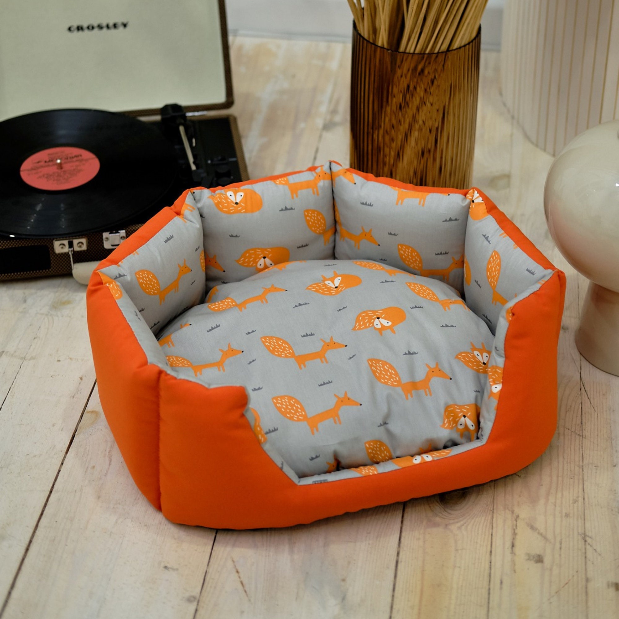 Orange cat bed Cozy pet bed Super soft cuddle pet bed Cute Etsy
