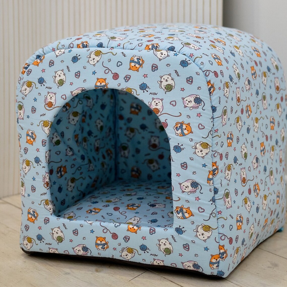 Cat Bed Furniture Pet House Cozy Cat Cave Mink Pet House Bed Etsy