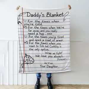 Carta de escritura personalizada para papá Manta de lanzamiento del Día del Padre, Manta personalizada para ir a pescar, Regalos personalizados del Día del Padre para papá,