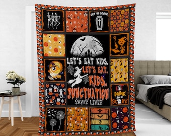Vintage Witch Halloween Throw Blanket: Spooky Woven Tapestry