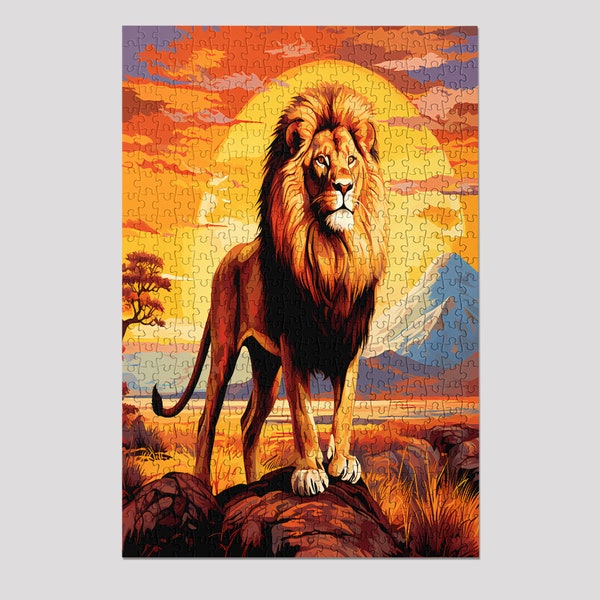 1000 Pieces Vintage King Lion Jigsaw Puzzle, Jigsaw Puzzle for Adults, Wildlife Lion Boardgame, Gift for Lion Lover, Christmas Gifts