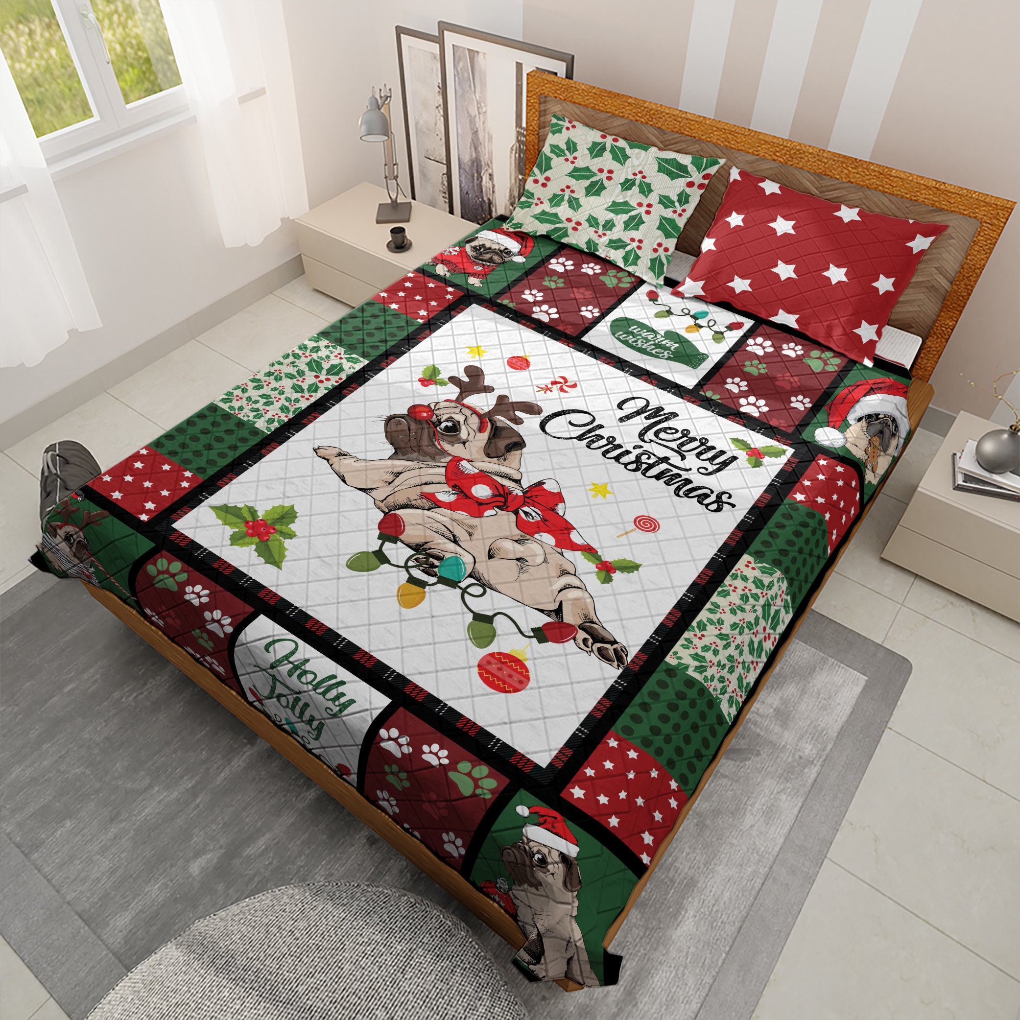 Pug christmas bedding online
