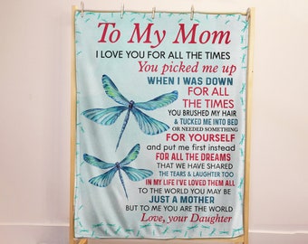 Personalized Mothers day Blanket, Custom Blanket, Mommy Blanket, Dragonfly Blanket, Christian, Mothers Day Gift, Deklew for Love
