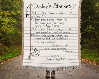 Personalized Handwriting Father's Day Woven Throw Blanket, Custom Letter Woven Tapestry Blanket, Personalized Fathers day Gifts for Dad