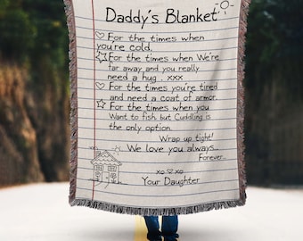 Personalized Handwriting Letter for Dad Woven Throw Blanket, Customized Letter Woven Tapestry,  Personalized Fathers day Gifts, Gift for dad