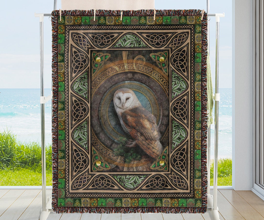 Owl Sherpa Blanket Vintage Owl Woven Throw Blanket Animal Etsy