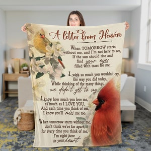 Carta del cielo Recuerdos Manta de lanzamiento de Navidad, Manta de vellón de pájaro cardenal de recuerdos, regalos de Navidad, Decoraciones navideñas para el hogar