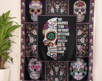 Plush Throw Blanket Day of The Dead Ver 4 Fleece Blanket Gift Ideas Minky Sherpa Plush Throw Blanket Day of The Dead Ver 4 Fleece Blanket Gift Ideas Minky Sherpa