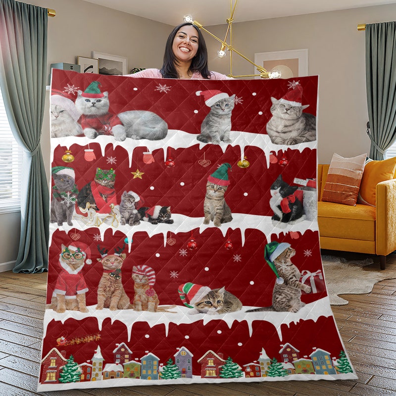 Cozy Christmas Cats Quilted Blanket NCU0TL1672