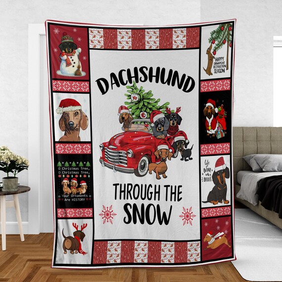 Dachshund christmas blanket hot sale