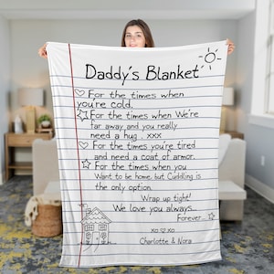 Carta de escritura personalizada para papá tirar manta, manta de carta personalizada, manta del día del padre, regalos personalizados del día del padre