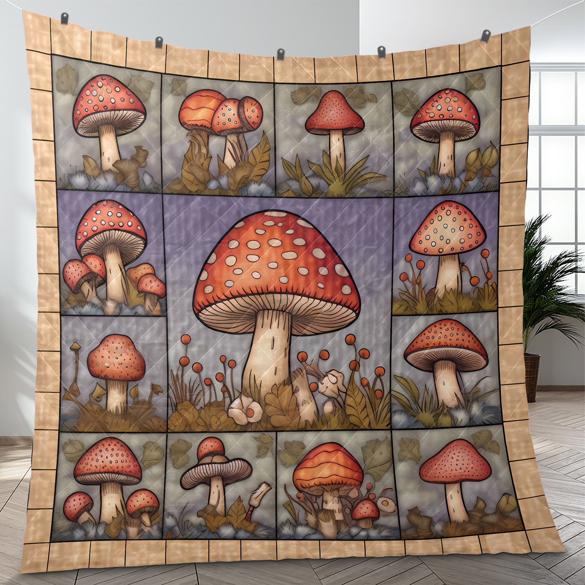 Mushroom Patterns Bedding Set -  Room Decoration