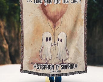 Individuelle Halloween Hochzeit Jahrestag gewebte Decke: Personalisierter Paar Wandteppich