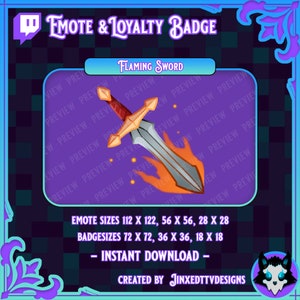Flaming Sword Emote & Badge for Streaming