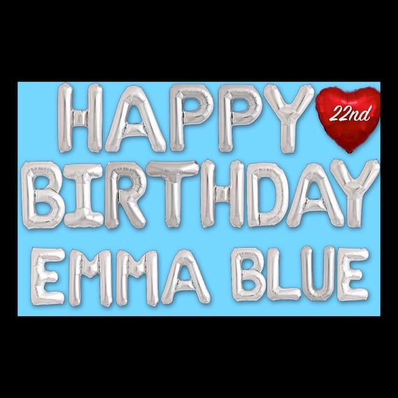 Personalized DIGITAL "Happy Birthday" card with Balloons.