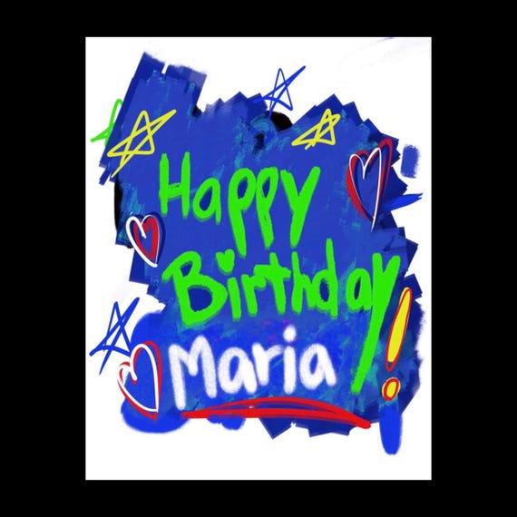 Custom, Personalized "Happy Birthday" card in Graffiti.