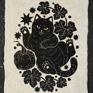 Gato Abóbora - Impressão Linogravura Original