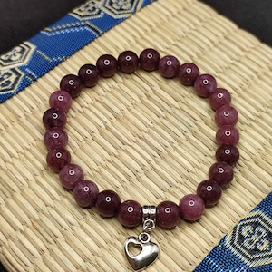 lepidolite bracelet, bracelet for sleep, soothing and anti-stress stone, gray heart