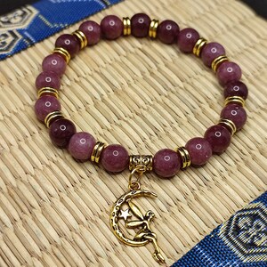 lepidolite bracelet, sleep bracelet, soothing and anti-stress stone, golden fairy