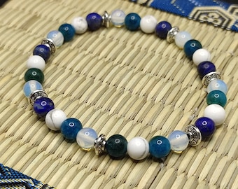 slimming bracelet, stone for losing weight Howlite, Apatite, Lapis lazuli, White Quartz, appetite suppressant, weight loss stone